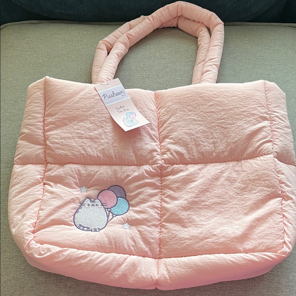 Pusheen 15th Anniversary Pink Quilted Tote with Balloons - Picture 1 of 9